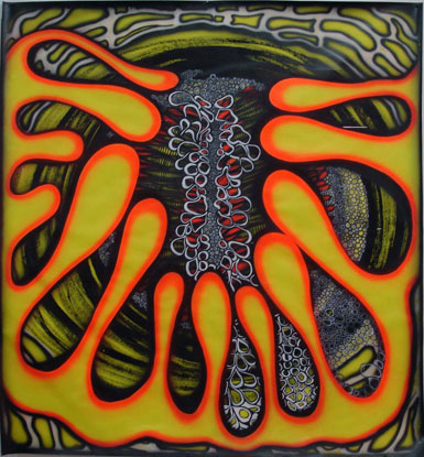 Love Comes in Spurts , 2010. Acrylic on paper. 80 x 74 in.