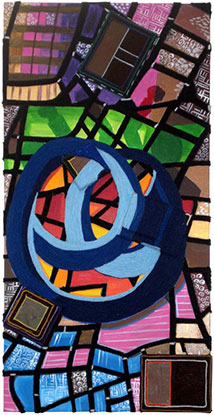 Nzuji de Magalhães, Avenue Road: Hot Party , 2011 Yarn, beads, oil paint on canvas 48 x 24 in.